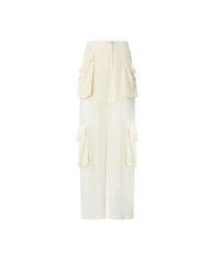 PINKO PANTALONE CARGO IN GEORGETTE TRASPARENTE BEIGE RUTABAGA 125