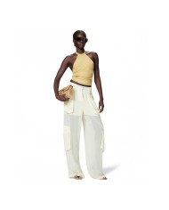 PINKO PANTALONE CARGO IN GEORGETTE TRASPARENTE BEIGE RUTABAGA 125