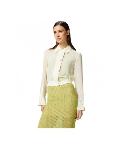 PINKO CAMICETTA LEGGERA LINEA BOMBER IN GEORGETTE BEIGE RUTABAGA 125