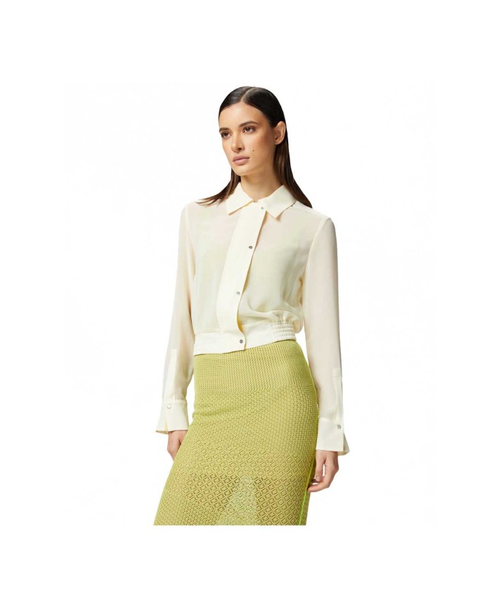 PINKO CAMICETTA LEGGERA LINEA BOMBER IN GEORGETTE BEIGE RUTABAGA 125