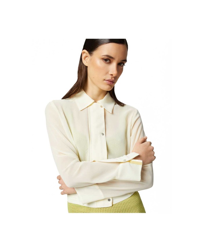 PINKO CAMICETTA LEGGERA LINEA BOMBER IN GEORGETTE BEIGE RUTABAGA 125