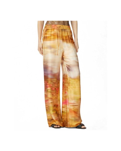 PINKO PANTALONI LARGHI LEGGERI CON STAMPA MULTI BEIGE/ ROSA 125