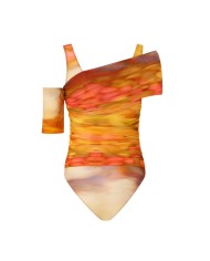 PINKO BODY ASIMMETRICO CON STAMPA PAESAGGIO MULTI BEIGE/ROSA 125