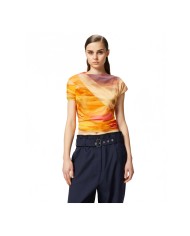 PINKO TOP CORTO ASIMMETRICO STAMPA PAESAGGIO MULTI BEIGE/ ROSA 125