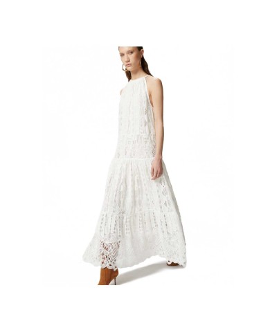 PINKO ABITO MIDI IN SANGALLO E MACRAME' BIANCO/BIANCANEVE  125