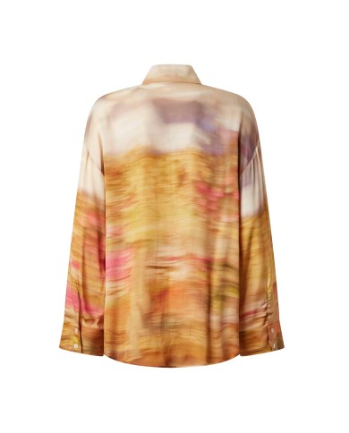 PINKO CAMICIA IN SATIN CON STAMPA PAESAGGIO MULTI BEIGE/ROSA  125