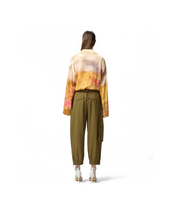 PINKO CAMICIA IN SATIN CON STAMPA PAESAGGIO MULTI BEIGE/ROSA  125