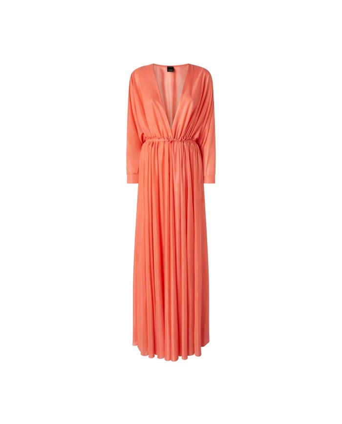 PINKO ABITO DA CERIMONIA CON SCOLLO E DETTAFLIO APERTO SULLA SCHIENA CORALLO ABISSALE