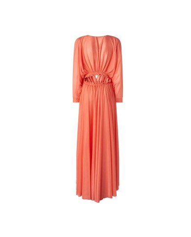 PINKO ABITO DA CERIMONIA CON SCOLLO E DETTAFLIO APERTO SULLA SCHIENA CORALLO ABISSALE