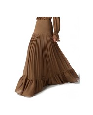 PINKO GONNA LUNGA A BALZE IN GEORGETTE DI VISCOSA MARRONE/GHIANDA 125