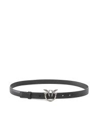 PINKO CINTURA SOTTILE LOVE BIRDS IN PELLE 2H NERO/OLD SILVER 125