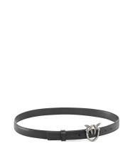 PINKO CINTURA SOTTILE LOVE BIRDS IN PELLE 2H NERO/OLD SILVER 125