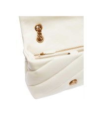 PINKO BORSA A TRACOLLA NAPPA TRAPUNTATA LOVE BAG PUFF CON CATENA BIANCO SETA/ANTIQUE GOLD 125