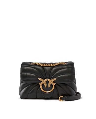 PINKO MINI BORSA LOVE BAG PUFF BUTTERFLY A TRACOLLA IN NAPPA NERO/ANTIQUE GOLD 125