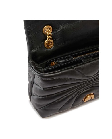 PINKO MINI BORSA LOVE BAG PUFF BUTTERFLY A TRACOLLA IN NAPPA NERO/ANTIQUE GOLD 125