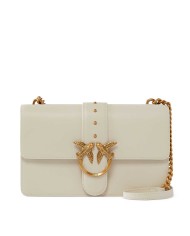 PINKO BORSA DONNA PINKO CROSSBODY CLASSIC LOVE ONE SIMPLY VITELLO BIANCO SETA-ANTIQUE GOLD 100053 125	