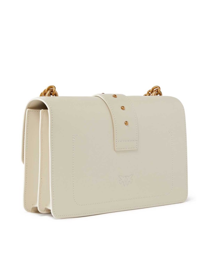 PINKO BORSA DONNA PINKO CROSSBODY CLASSIC LOVE ONE SIMPLY VITELLO BIANCO SETA-ANTIQUE GOLD 100053 125	