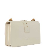 PINKO BORSA DONNA PINKO CROSSBODY CLASSIC LOVE ONE SIMPLY VITELLO BIANCO SETA-ANTIQUE GOLD 100053 125	