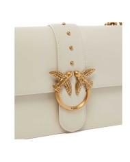 PINKO BORSA DONNA PINKO CROSSBODY CLASSIC LOVE ONE SIMPLY VITELLO BIANCO SETA-ANTIQUE GOLD 100053 125	