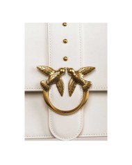 PINKO BORSA DONNA PINKO CROSSBODY CLASSIC LOVE ONE SIMPLY VITELLO BIANCO SETA-ANTIQUE GOLD 100053 125	