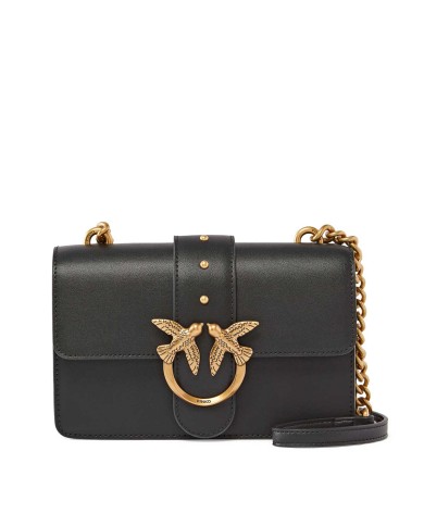 PINKO BORSA DONNA PINKO CROSSBODY MINI CLASSIC LOVE ONE SIMPLY VITELLO NERO-ANTIQUE GOLD 100059 125	