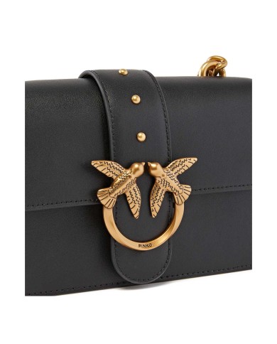 PINKO BORSA DONNA PINKO CROSSBODY MINI CLASSIC LOVE ONE SIMPLY VITELLO NERO-ANTIQUE GOLD 100059 125	