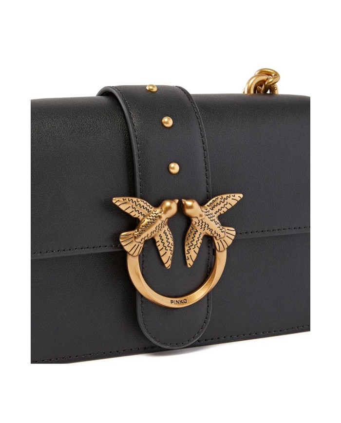 PINKO BORSA DONNA PINKO CROSSBODY MINI CLASSIC LOVE ONE SIMPLY VITELLO NERO-ANTIQUE GOLD 100059 125	