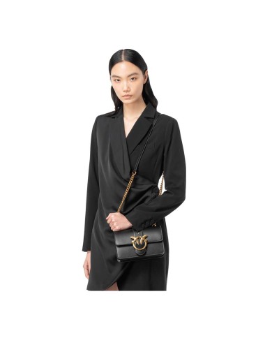 PINKO BORSA DONNA PINKO CROSSBODY MINI CLASSIC LOVE ONE SIMPLY VITELLO NERO-ANTIQUE GOLD 100059 125	