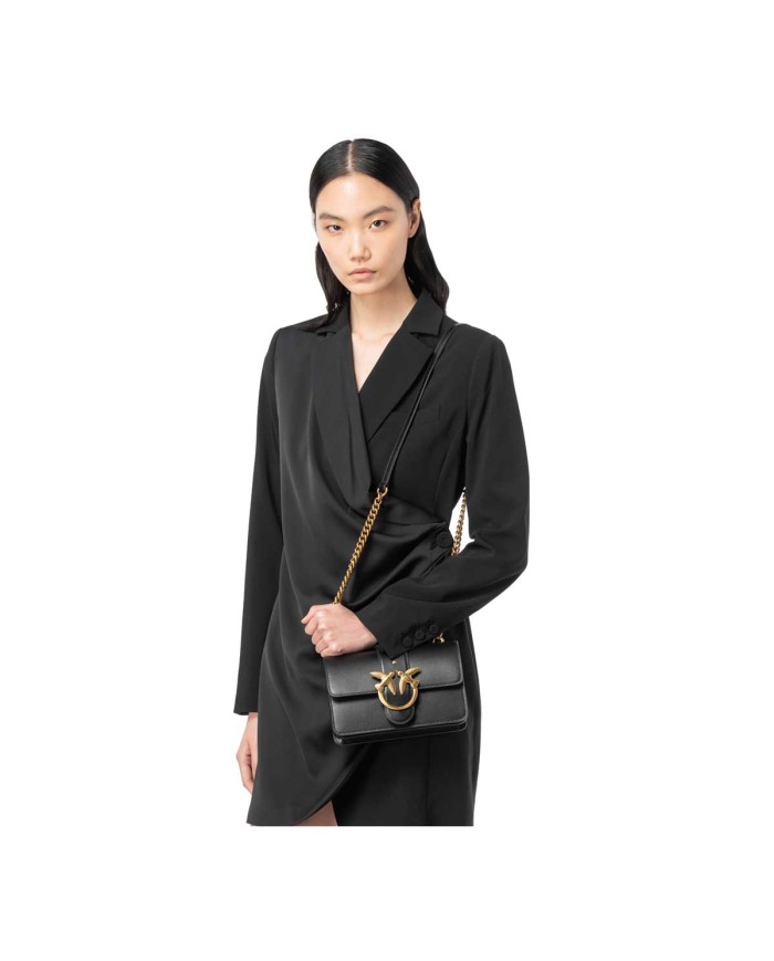 PINKO BORSA DONNA PINKO CROSSBODY MINI CLASSIC LOVE ONE SIMPLY VITELLO NERO-ANTIQUE GOLD 100059 125	