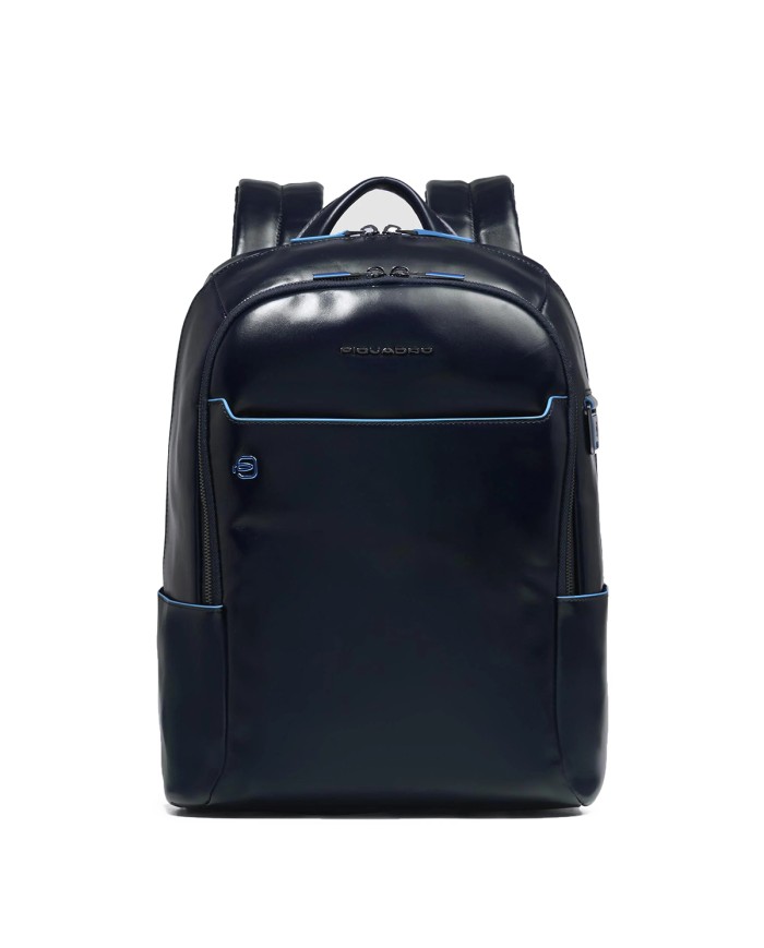 PIQUADRO ZAINO UOMO BACKPACK BLUE SQUARE IN PELLE PORTA PC 14" BLUE CA3214B2 CO
