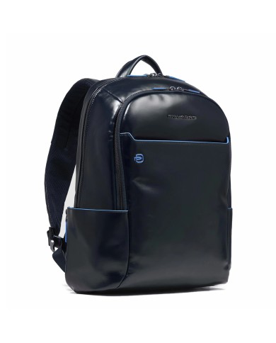 PIQUADRO ZAINO UOMO BACKPACK BLUE SQUARE IN PELLE PORTA PC 14" BLUE CA3214B2 CO