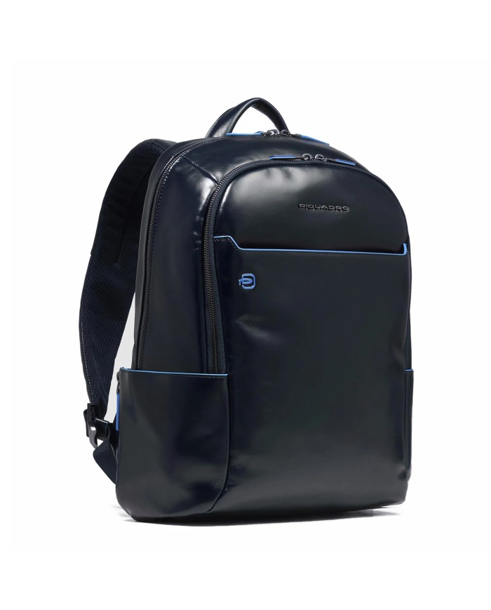 PIQUADRO ZAINO UOMO BACKPACK BLUE SQUARE IN PELLE PORTA PC 14" BLUE CA3214B2 CO