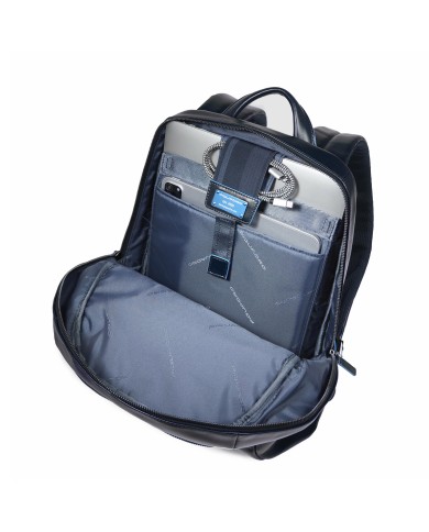 PIQUADRO ZAINO UOMO BACKPACK BLUE SQUARE IN PELLE PORTA PC 14" BLUE CA3214B2 CO