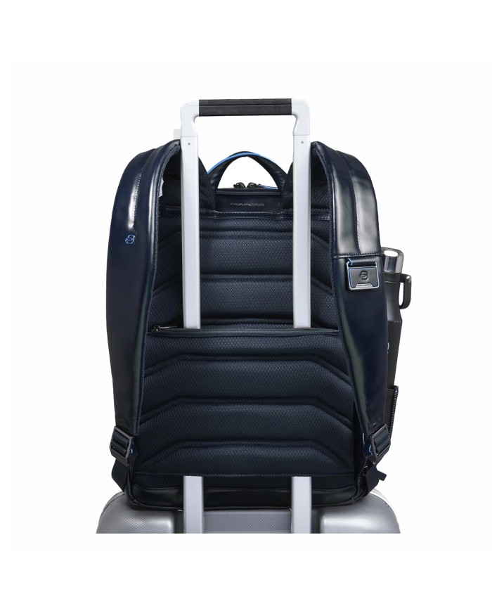 PIQUADRO ZAINO UOMO BACKPACK BLUE SQUARE IN PELLE PORTA PC 14" BLUE CA3214B2 CO