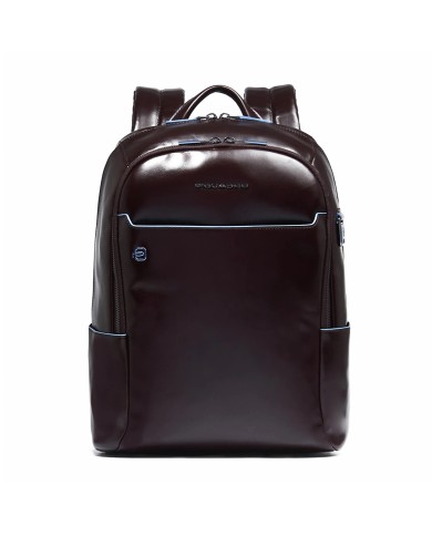 PIQUADRO ZAINO UOMO BACKPACK BLUE SQUARE IN PELLE PORTA PC 14" MOGANO CA3214B2 CO