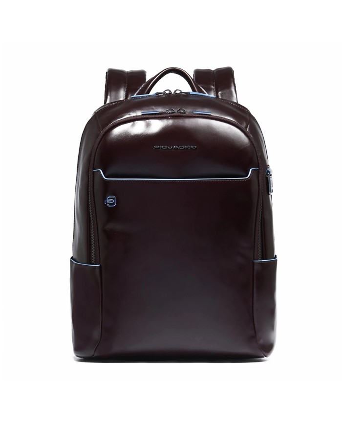 PIQUADRO ZAINO UOMO BACKPACK BLUE SQUARE IN PELLE PORTA PC 14" MOGANO CA3214B2 CO