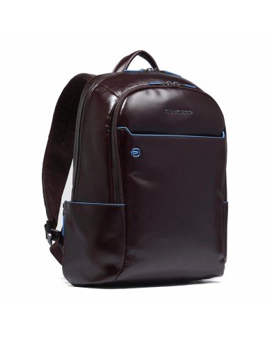 PIQUADRO ZAINO UOMO BACKPACK BLUE SQUARE IN PELLE PORTA PC 14" MOGANO CA3214B2 CO
