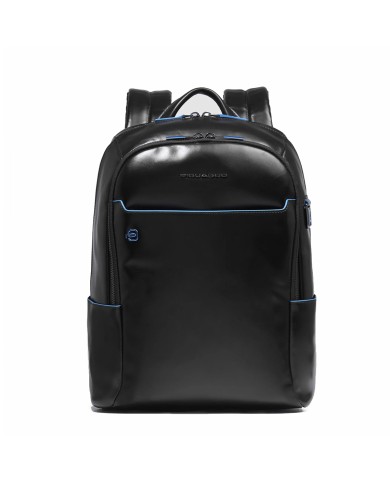 PIQUADRO ZAINO UOMO BACKPACK BLUE SQUARE IN PELLE PORTA PC 14" NERO CA3214B2 CO