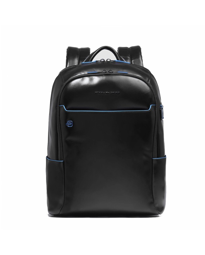 PIQUADRO ZAINO UOMO BACKPACK BLUE SQUARE IN PELLE PORTA PC 14" NERO CA3214B2 CO