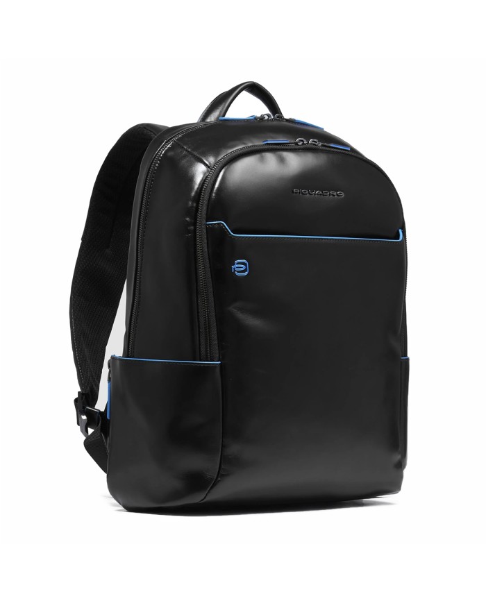 PIQUADRO ZAINO UOMO BACKPACK BLUE SQUARE IN PELLE PORTA PC 14" NERO CA3214B2 CO