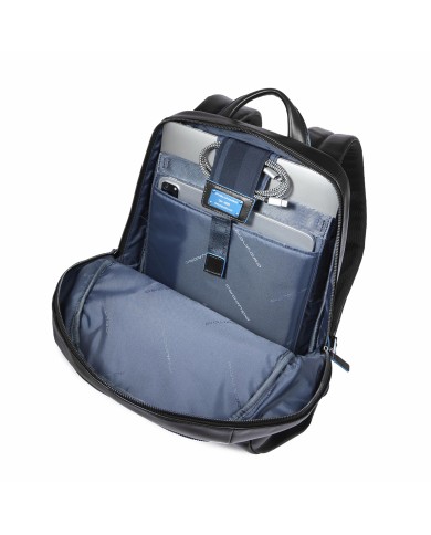 PIQUADRO ZAINO UOMO BACKPACK BLUE SQUARE IN PELLE PORTA PC 14" NERO CA3214B2 CO