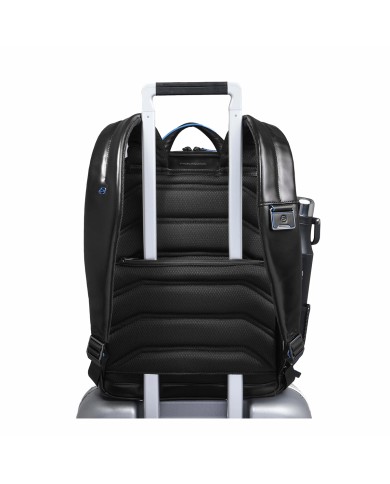 PIQUADRO ZAINO UOMO BACKPACK BLUE SQUARE IN PELLE PORTA PC 14" NERO CA3214B2 CO