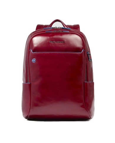PIQUADRO ZAINO UOMO BACKPACK BLUE SQUARE IN PELLE PORTA PC 14" ROSSO CA3214B2 CO