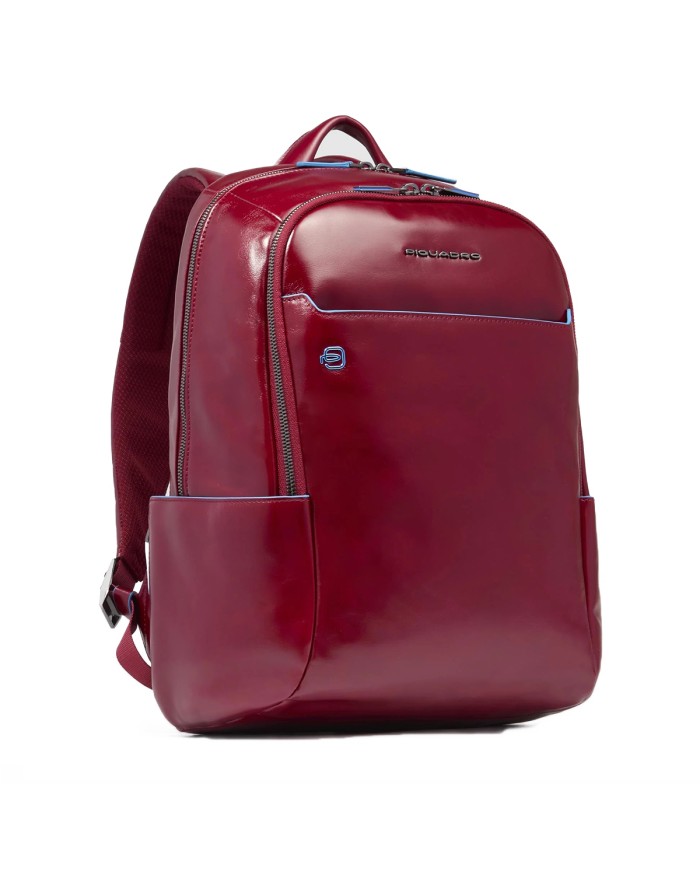 PIQUADRO ZAINO UOMO BACKPACK BLUE SQUARE IN PELLE PORTA PC 14" ROSSO CA3214B2 CO