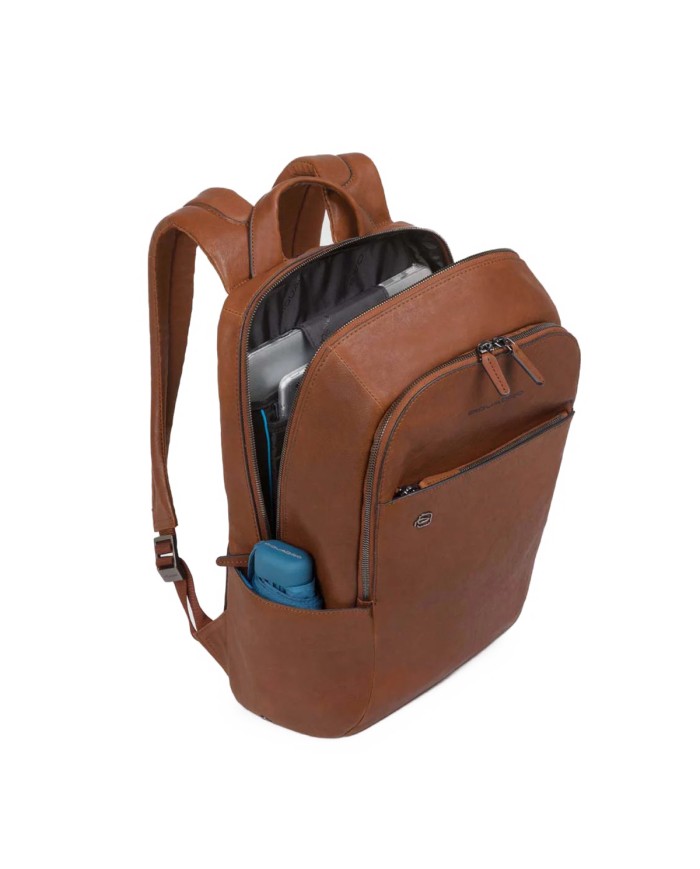 PIQUADRO ZAINO UOMO BACKPACK BLACK SQUARE IN PELLE PORTA PC 14" CUOIO CA3214B3 CO