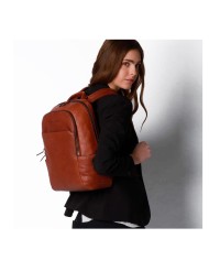 PIQUADRO ZAINO UOMO BACKPACK BLACK SQUARE IN PELLE PORTA PC 14" CUOIO CA3214B3 CO