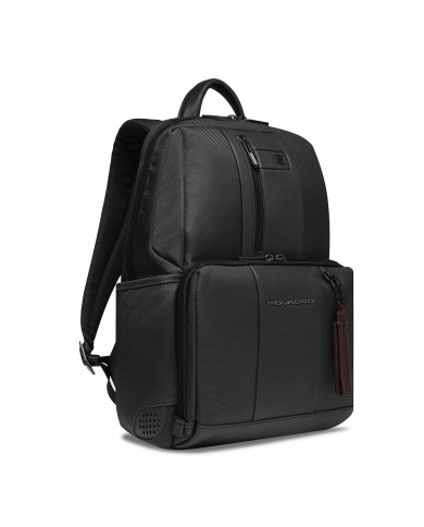 PIQUADRO ZAINO UOMO BACKPACK BRIEF IN TESSUTO RICICLATO E PELLE 14" NERO CA3214BR2 CO