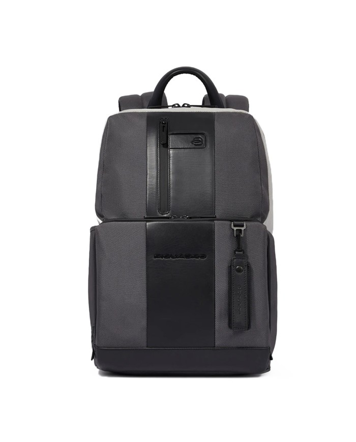 PIQUADRO ZAINO UOMO BACKPACK BRIEF IN TESSUTO RICICLATO E PELLE 14" NERO CA3214BR2S CO