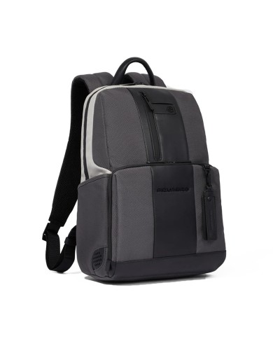 PIQUADRO ZAINO UOMO BACKPACK BRIEF IN TESSUTO RICICLATO E PELLE 14" NERO CA3214BR2S CO
