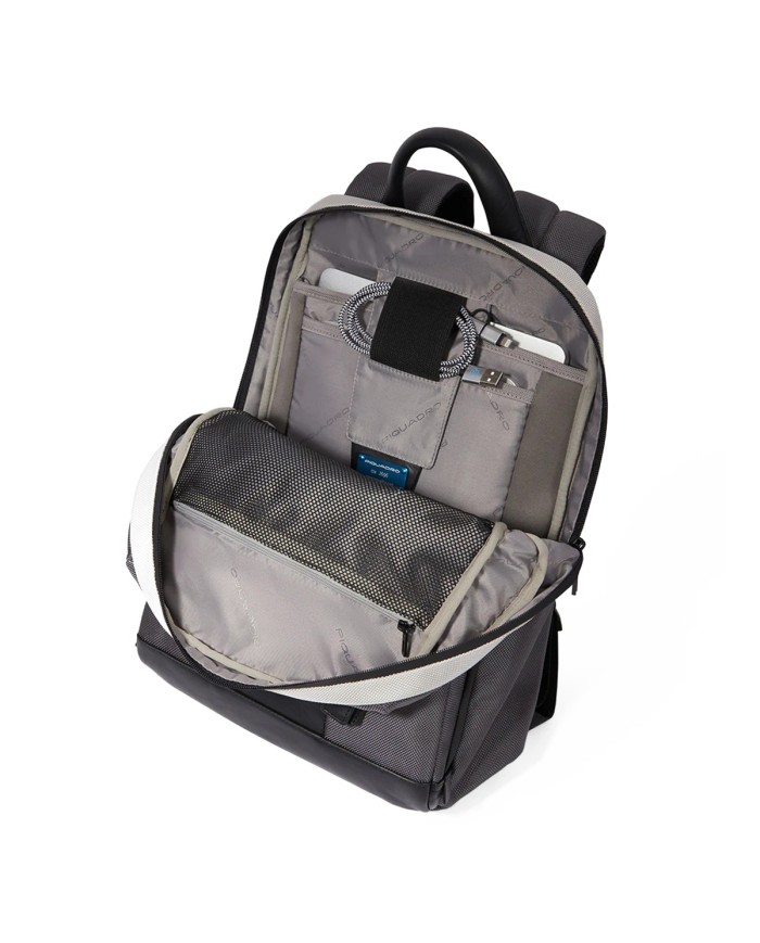 PIQUADRO ZAINO UOMO BACKPACK BRIEF IN TESSUTO RICICLATO E PELLE 14" NERO CA3214BR2S CO